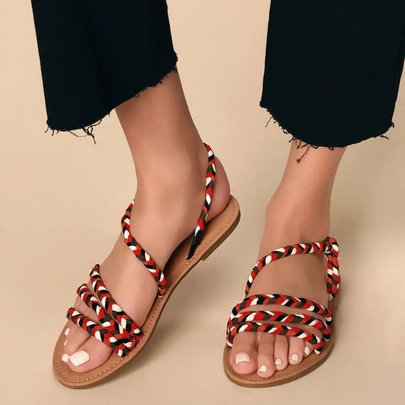 Bamboo Strappy Hardware Flat Sandal main image 0